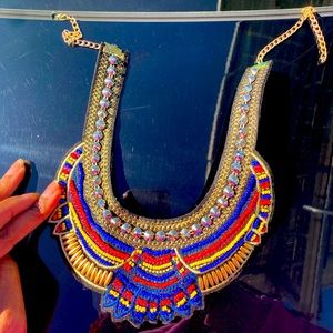 Colorful beaded collar necklace
